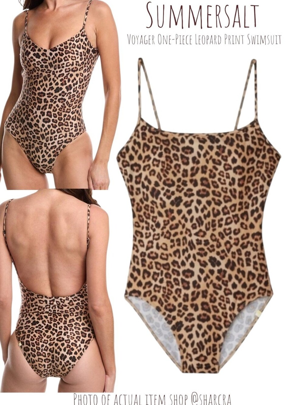 Summersalt Women's Voyager One-Piece Leopard Print Swimsuit tan brown black 22